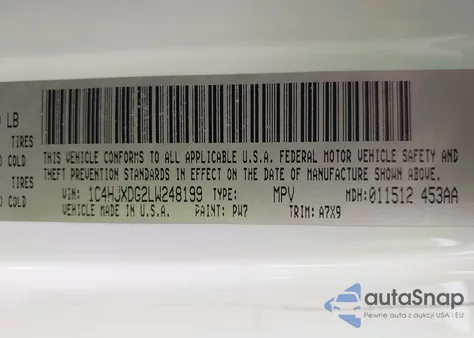 2020 Jeep Wrangler Unlimited Sport z USA, uszkodzony, nr VIN 1C4HJXDG2LW248199